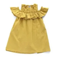 キッズ　オフショルカラーワンピース　BREEZE 120㎝ イエロー　アメカジ