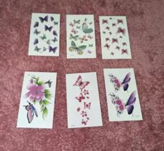 蝶と花のタトゥーシール6枚セット