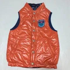 130★ミキハウス★ロゴ＆クルマ刺繍ワッペン付き！中綿入りベスト★リバーシブル可