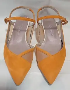 銀座かねまつ　ストラップ　フラットパンプス