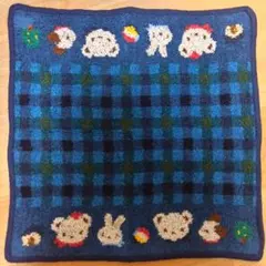 familiar ファミリア タオルハンカチ シェニール織 XB 青チェック