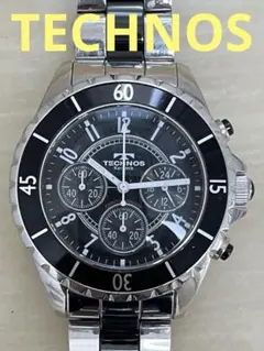 TECHNOS クロノグラフ 腕時計 ブラック/シルバー