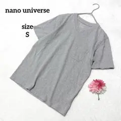 ナノユニバース 半袖カットソー メンズ Vネック Tシャツ グレー 綿100%