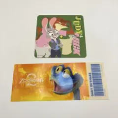 ズートピア 2 オーマイカフェ　コースター　チケット　ニック&ジュディ　ゲイリー