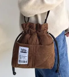 【JaVa 】コーデュロイ 巾着ショルダーバッグ