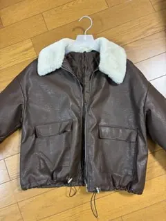 ブラウンレザーアウター Fサイズ ファー付き