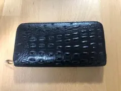 長財布-ワニ革風-黒【お値下げ】