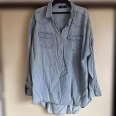 AZULライトブルーデニムロングシャツ