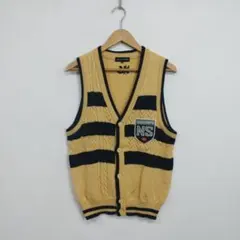尼可運動 ケーブル編羊毛針織背心 貼布 高爾夫 90年代 古著
