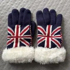 美品　ユニオンジャックデザイン手袋　レディース　ニット　グローブ