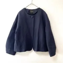 Demi-Luxe BEAMS ダークブルー ノーカラージャケット Demi-Luxe BEAMS（デミルクス ビームス） ジャケット ノーカラー