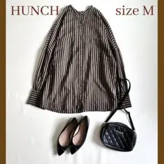 ◆美品◆HUNCH◆シアーストライプシャツ◆ブラウン◆ゆったり大きめ◆M◆