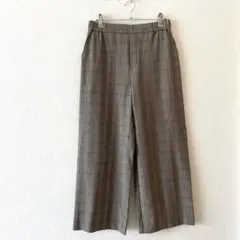 ☆未使用タグ付【プチオンフルール】すご楽パンツ ワイドパンツ チェック柄 M