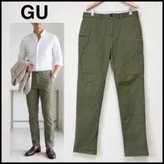 GU ジーユー メンズ カジュアルパンツ チノパン テーパードパンツ カーキ L