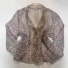 y2k 00s ヒョウ柄シースルートップス