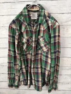 【アメカジ】Dickies ディッキーズ　チェックシャツ　グリーン　M