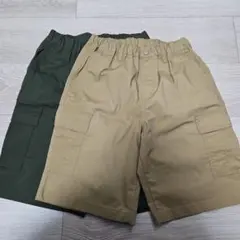 ユニクロ　ハーフパンツセット130　ベージュ、カーキ