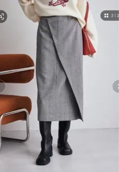 ミラオーウェン　アシメストレートスカート　サイズ1 グレー