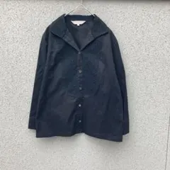 2412【INTIME】9号♡長袖シャツ ジャケット風 編み模様 日本製 黒