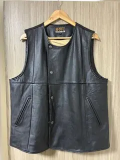 AT-DIRTY ブラックレザー ベスト XL