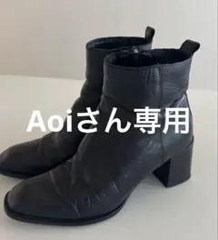 ZARA レザー　黒　ショート ブーツ 25.5のサムネイル