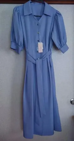 ワンピース　半袖　シャツ　水色　ブルー　新品　タグ付き　M