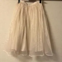クリーム色 シフォンフレアスカート サイズF