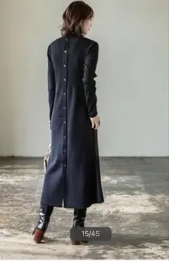 タグ付完売品NOBLE ノーブル カラーブロックニットワンピースネイビー フリー