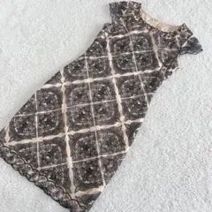 ERUKEI エルケイ 総レース 膝丈ドレス ワンピース ベージュ 黒 M