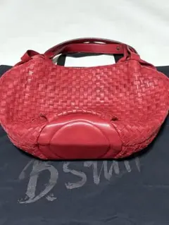 B.stuff.ビースタッフバンドバック編み込み舟形レザートートバッグ赤