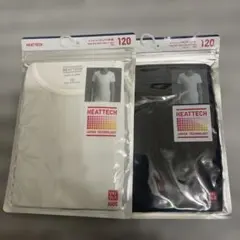 新品未開封 120 ヒートテック UネックT 半袖 2枚セット 白　黒