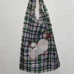 松尾みゆき　シアートートバッグ　刺繍　Chad ベージュチェック 新品のサムネイル