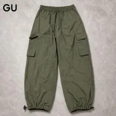 美品✨GU ジーユー パラシュートカーゴパンツ オリーブ S ゆったり y2kのサムネイル