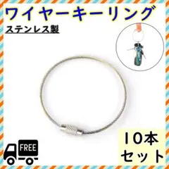 ワイヤーキーリング キーチェーン 10本セット キーホルダー ロックワイヤー 銀