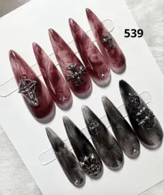 539現品ネイルチップ　ちゅるん十字架 ギャルシズニルック ロングネイル推し地雷