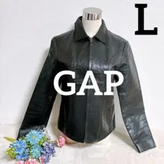 【GAP】レザージャケット　本革100% ジップアップ 黒 レディース　L相当のサムネイル
