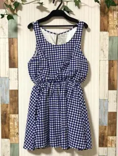 INGNI ギンガムチェック ワンピース ノースリーブ Mサイズ 青 白