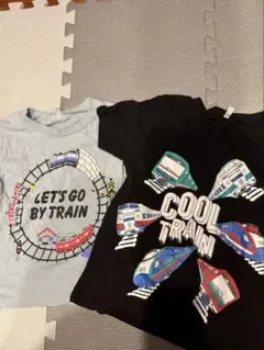 西松屋　ELFIN DOLL 電車柄 Tシャツ 2枚セット 120cm