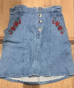 RETRO GIRL刺繍デニムスカート