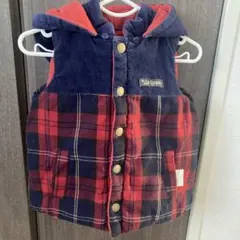 フード付きチェック柄ベスト　キムラタン