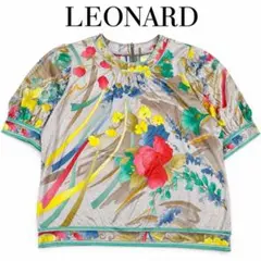 F174 L レオナール 花柄 総柄 ボタニカル 華やか カットソー レディース