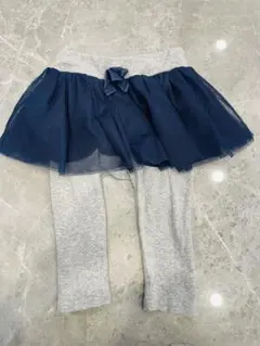 プティマイン　フリル付きレギンス ネイビー×グレー 80