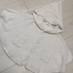 ジェラートピケ　フード付きベビーポンチョ 70-80サイズ ホワイト