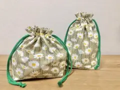 デイジー柄巾着袋 2個セット