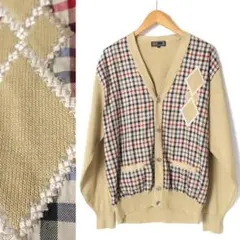 DAKS　ハウスチェック×アーガイル コットンニットカーディガン