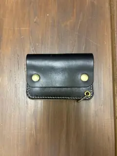 ショートトラッカーウォレット　ヌメ革　本革　茶芯ブラック