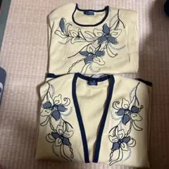 Bagouptyle 花柄刺繍 長袖カーディガン　半袖ニットセット