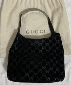 GUCCI グッチ ホースビット柄 ハンドバッグ ブラック キャンバス 保存