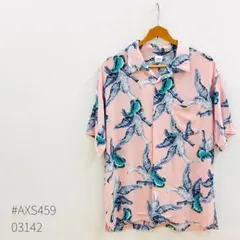 BROWNY VINTAGE アロハシャツ ボタニカル柄　ピンク Mサイズのサムネイル