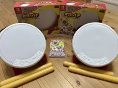 すぐに遊べる！太鼓の達人、太鼓とバチ2セット➕ソフト1個